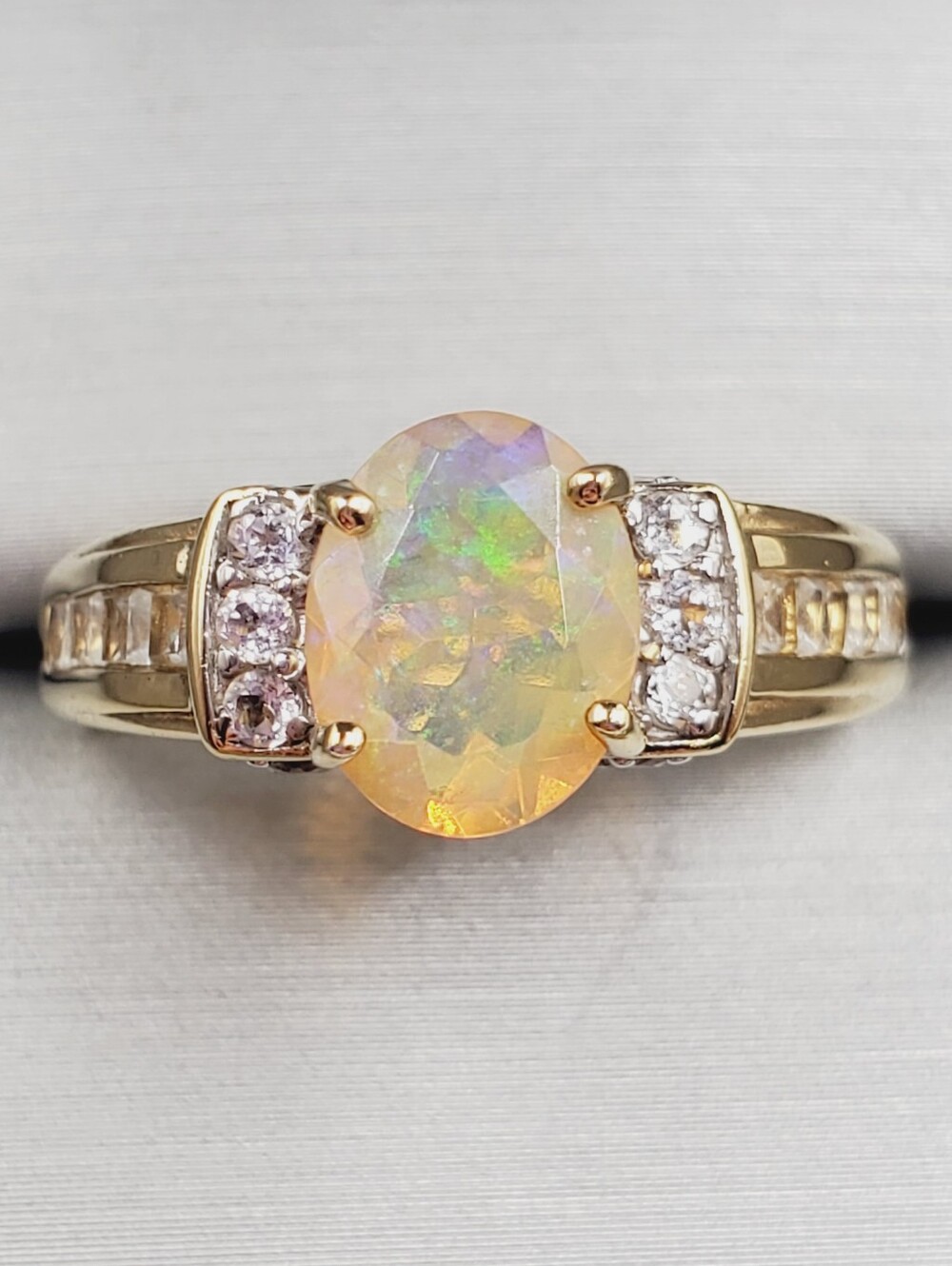 Genuine Faceted Opal Yellow Gold | 925 Sterling Silver Ring